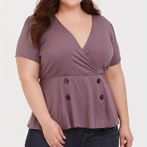 Mauve Purple Challis Peplum Blouse
